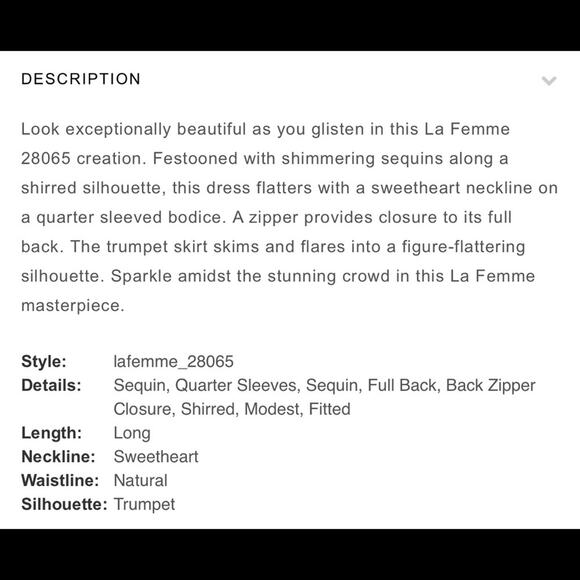 La Femme - Sequined, Shirred Trumpet Dress in Gunmetal NWT Size 4 - Picture 7 of 10